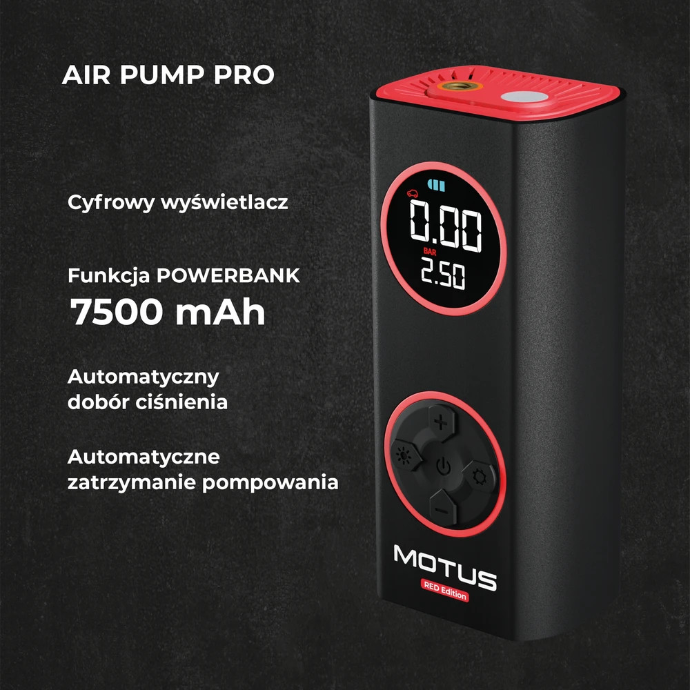 Bez Marki Motus Airpump Pro Raudona - elektrinis kompresorius su manometru, 96w