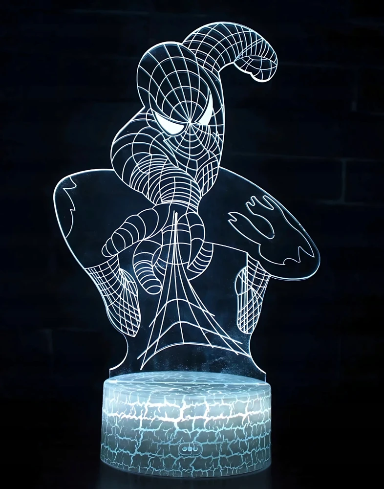 Bez Marki Naktinė lempa 3D BIURKO DLA DZIECI SPIDER MAN LED 7 KOLOR USB RGB Pultas