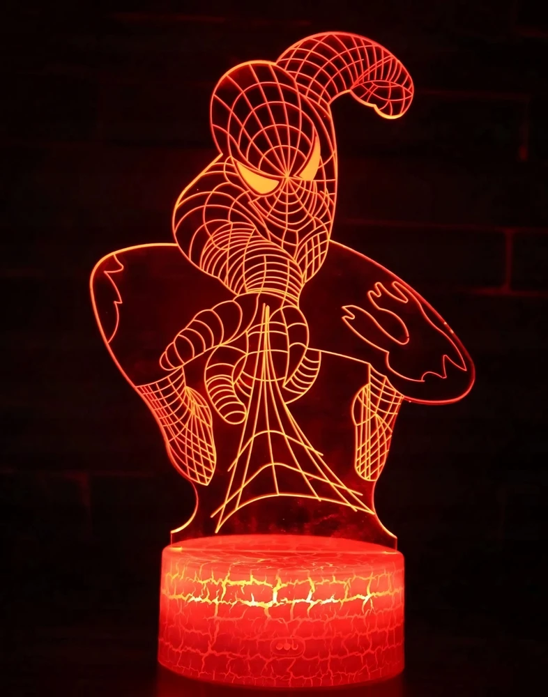 Bez Marki Naktinė lempa 3D BIURKO DLA DZIECI SPIDER MAN LED 7 KOLOR USB RGB Pultas