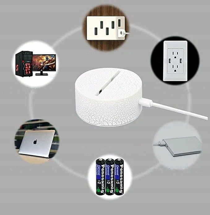 Bez Marki Naktinė lempa 3D FC BARCELONA HERB LED 16 KOLORÓW PODSTAWKA USB + Pultas
