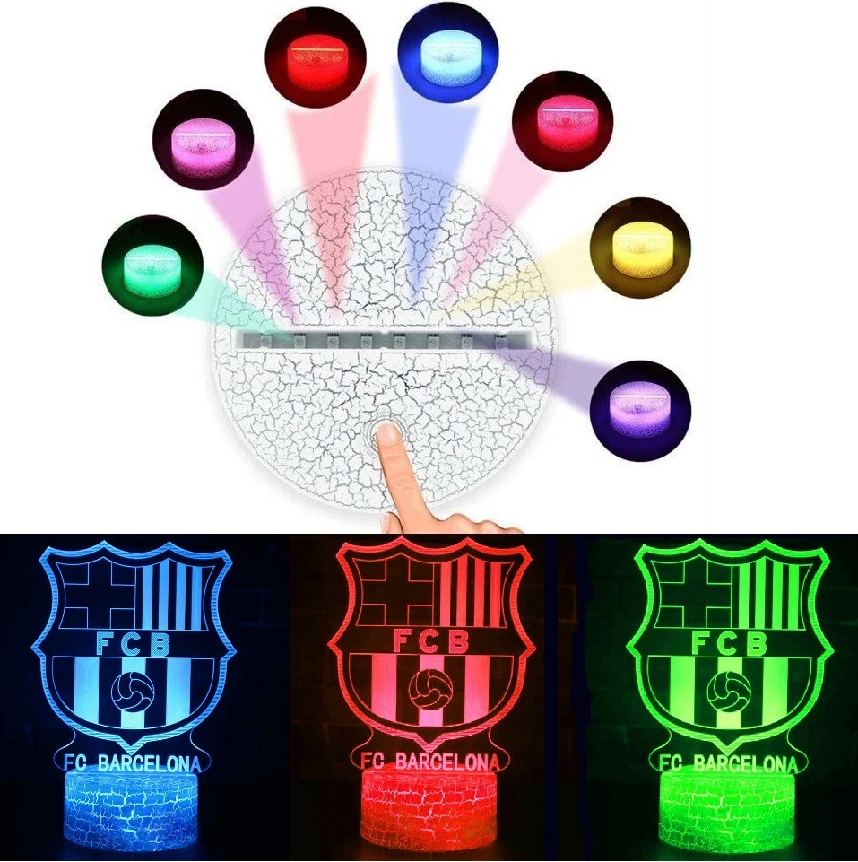 Bez Marki Naktinė lempa 3D FC BARCELONA HERB LED 16 KOLORÓW PODSTAWKA USB + Pultas