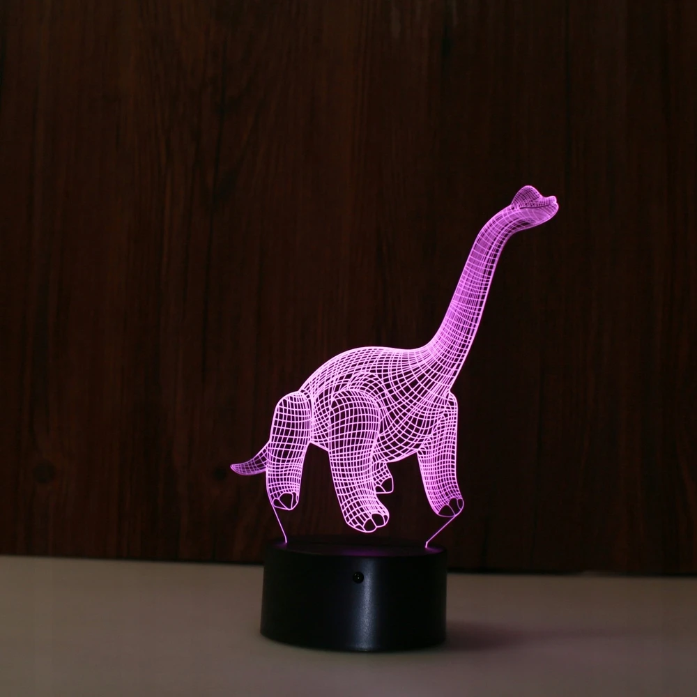 Bez Marki Naktinė lempa 3D LED - DINOZAUR DIPLODOC Z PILOTEM ŚWIECĄCA W 7-MIU KOLORACH