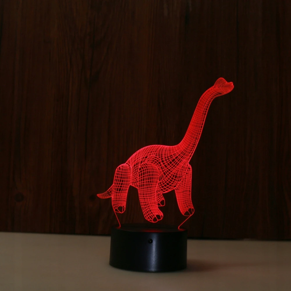 Bez Marki Naktinė lempa 3D LED - DINOZAUR DIPLODOC Z PILOTEM ŚWIECĄCA W 7-MIU KOLORACH