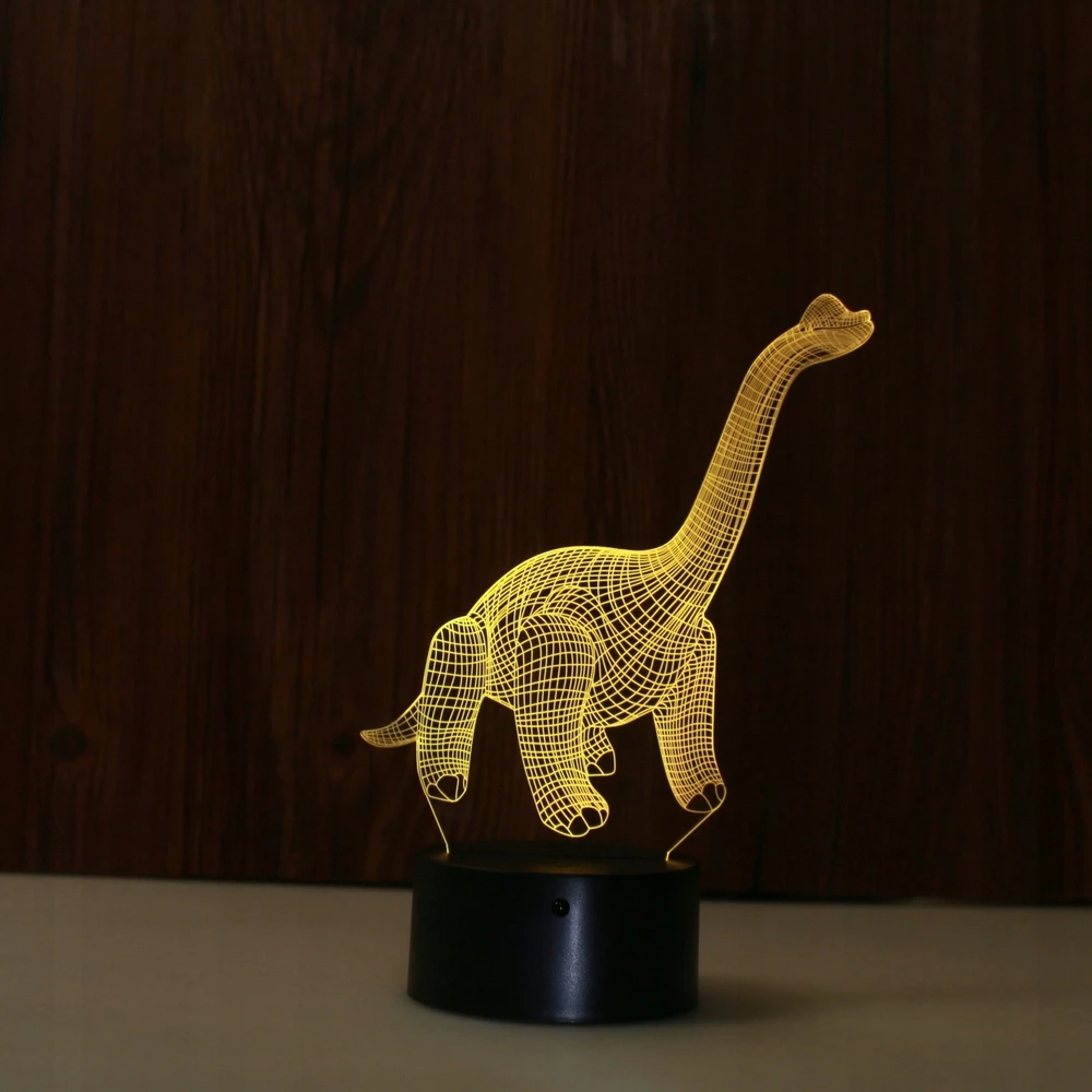 Bez Marki Naktinė lempa 3D LED - DINOZAUR DIPLODOC Z PILOTEM ŚWIECĄCA W 7-MIU KOLORACH