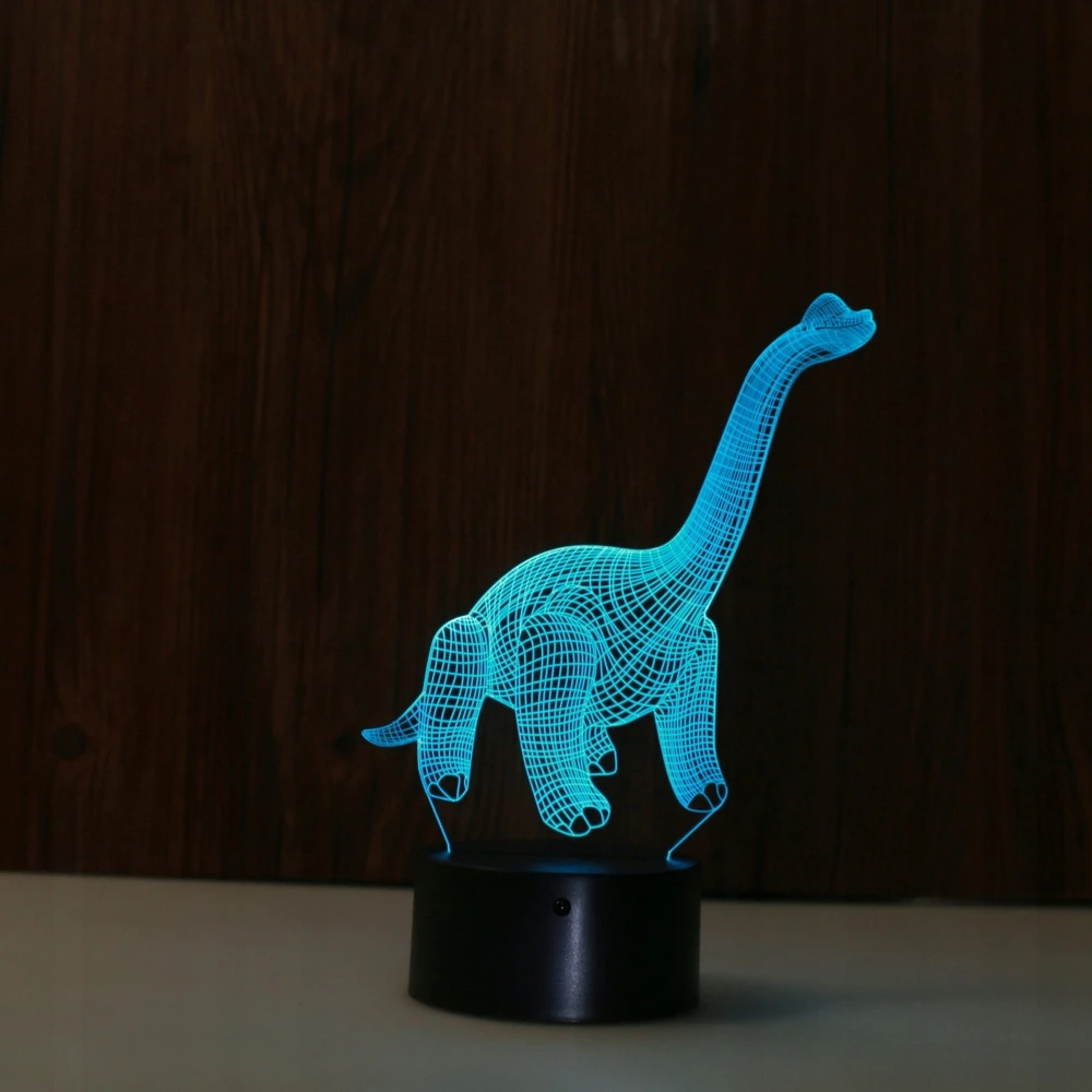 Bez Marki Naktinė lempa 3D LED - DINOZAUR DIPLODOC Z PILOTEM ŚWIECĄCA W 7-MIU KOLORACH