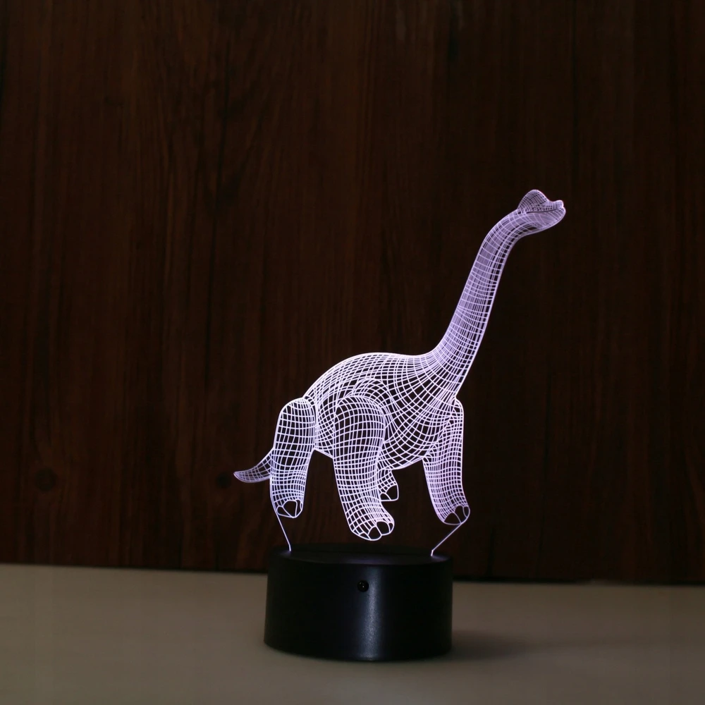 Bez Marki Naktinė lempa 3D LED - DINOZAUR DIPLODOC Z PILOTEM ŚWIECĄCA W 7-MIU KOLORACH