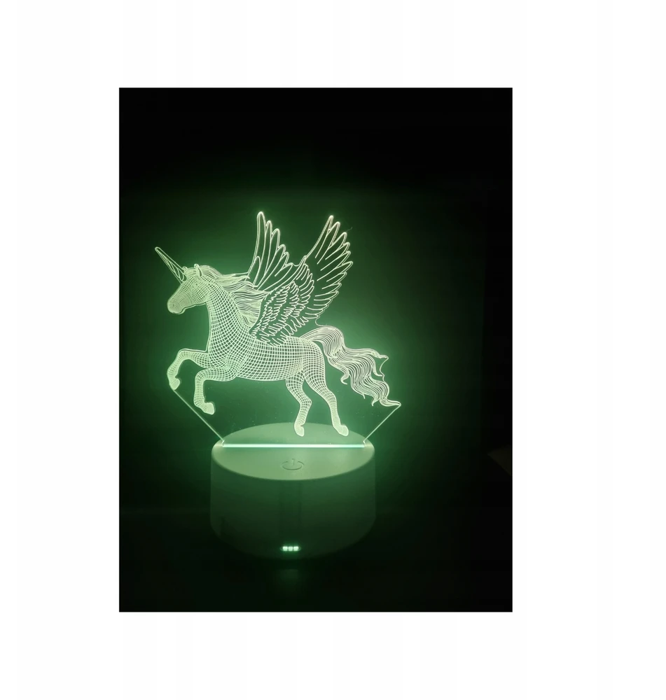 Bez Marki Naktinė lempa 3D LED JEDNOROŻEC UNICORN KOLORY + Pultas