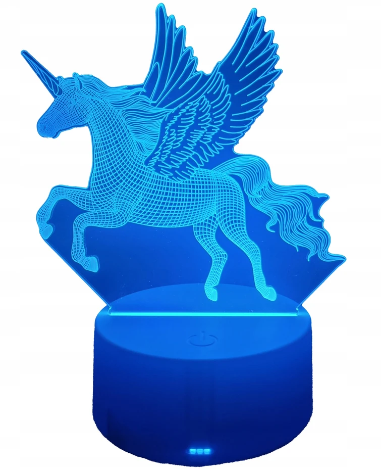 Bez Marki Naktinė lempa 3D LED JEDNOROŻEC UNICORN KOLORY + Pultas
