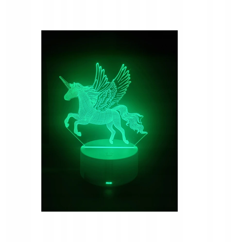 Bez Marki Naktinė lempa 3D LED JEDNOROŻEC UNICORN KOLORY + Pultas