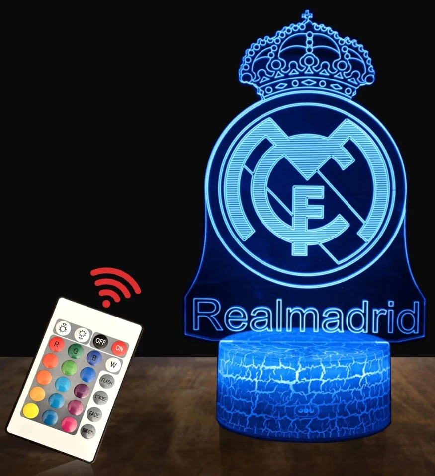 Bez Marki Naktinė lempa 3D REAL MADRYT HERB LED 16 KOLORÓW PODSTAWKA USB + Pultas