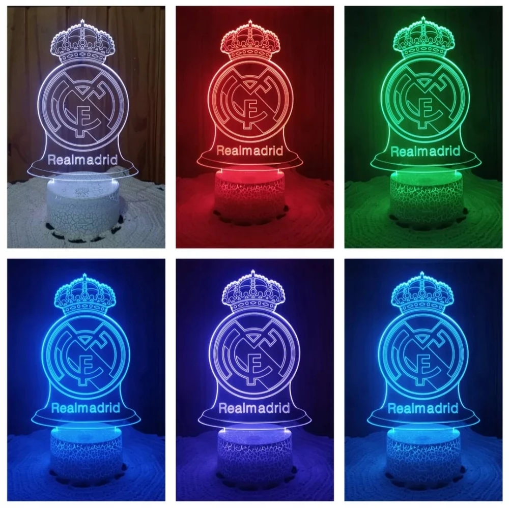 Bez Marki Naktinė lempa 3D REAL MADRYT HERB LED 16 KOLORÓW PODSTAWKA USB + Pultas