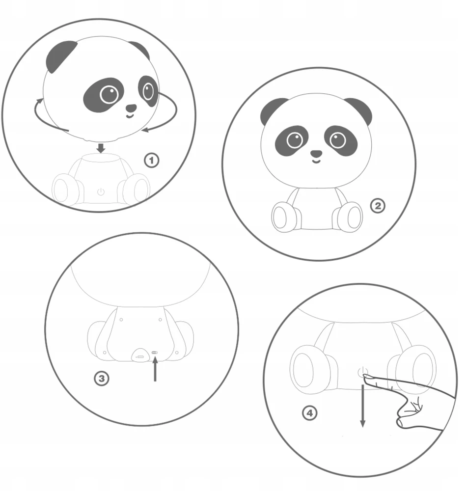 Bez Marki Naktinė lempa DLA DZIECI RGB PANDA BEZPRZEWODOWA DOTYKOWA KOLOROWA LED USB