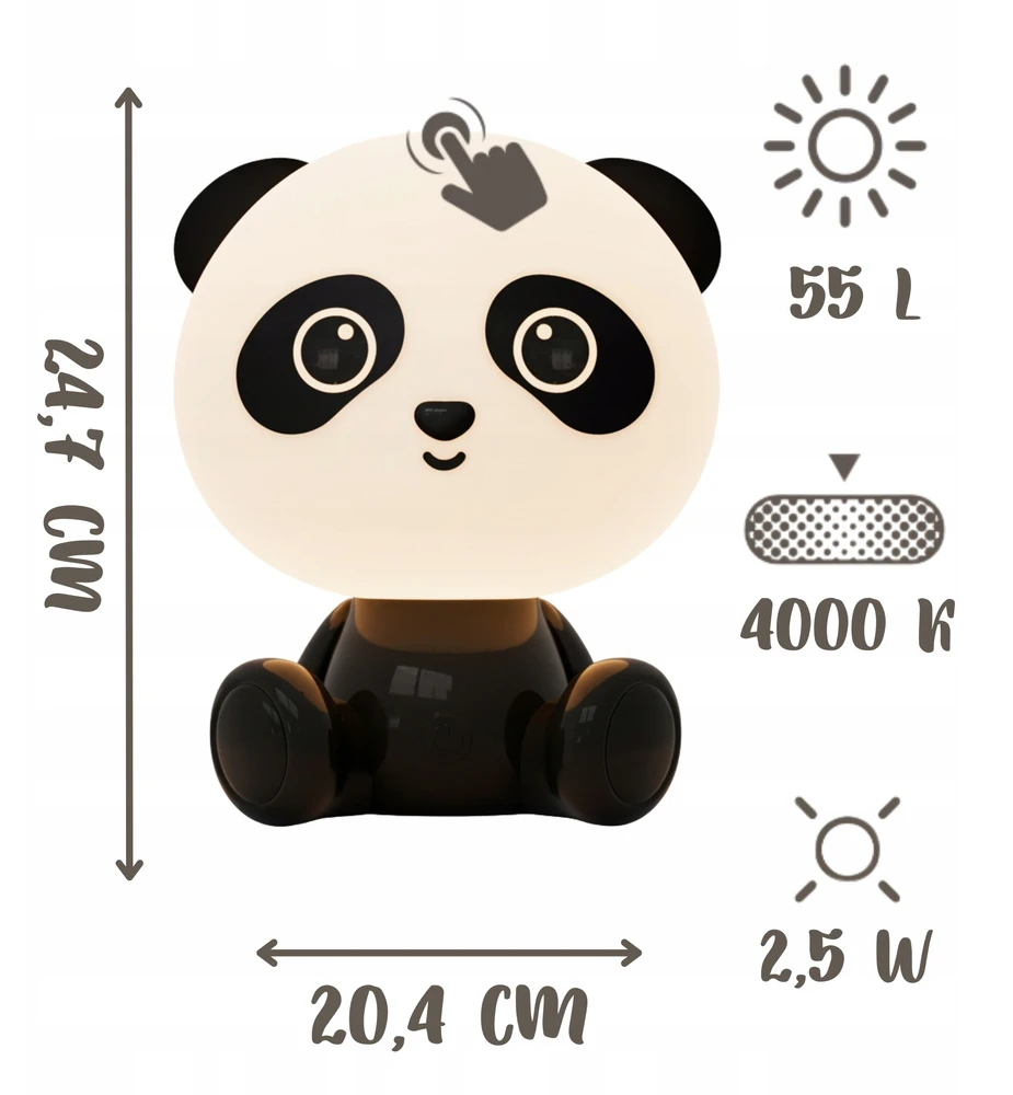 Bez Marki Naktinė lempa DLA DZIECI RGB PANDA BEZPRZEWODOWA DOTYKOWA KOLOROWA LED USB