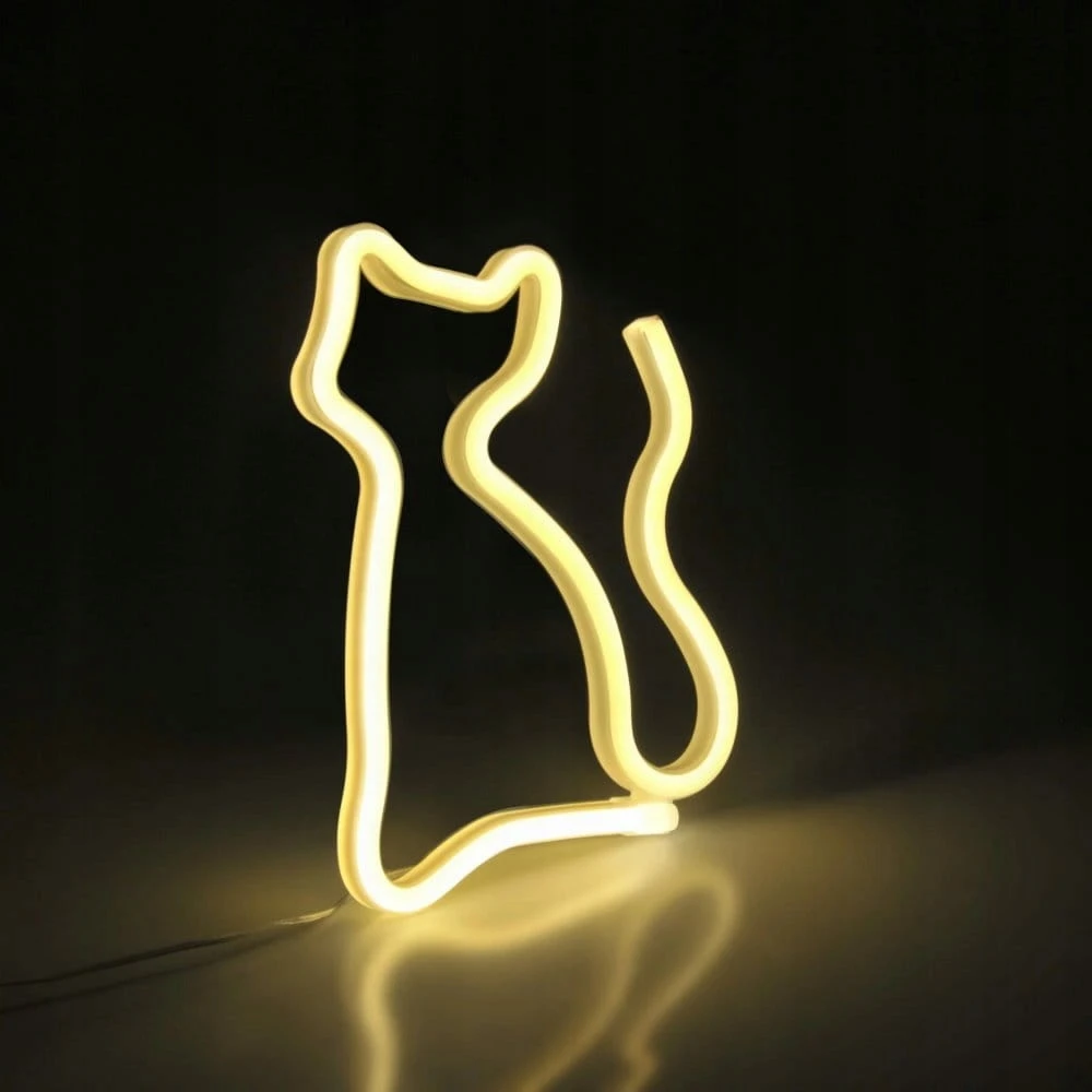 Bez Marki Naktinė lempa DZIECIĘCA NEON KOT OZDOBA LED CIEPŁY Baltas USB BATERIE