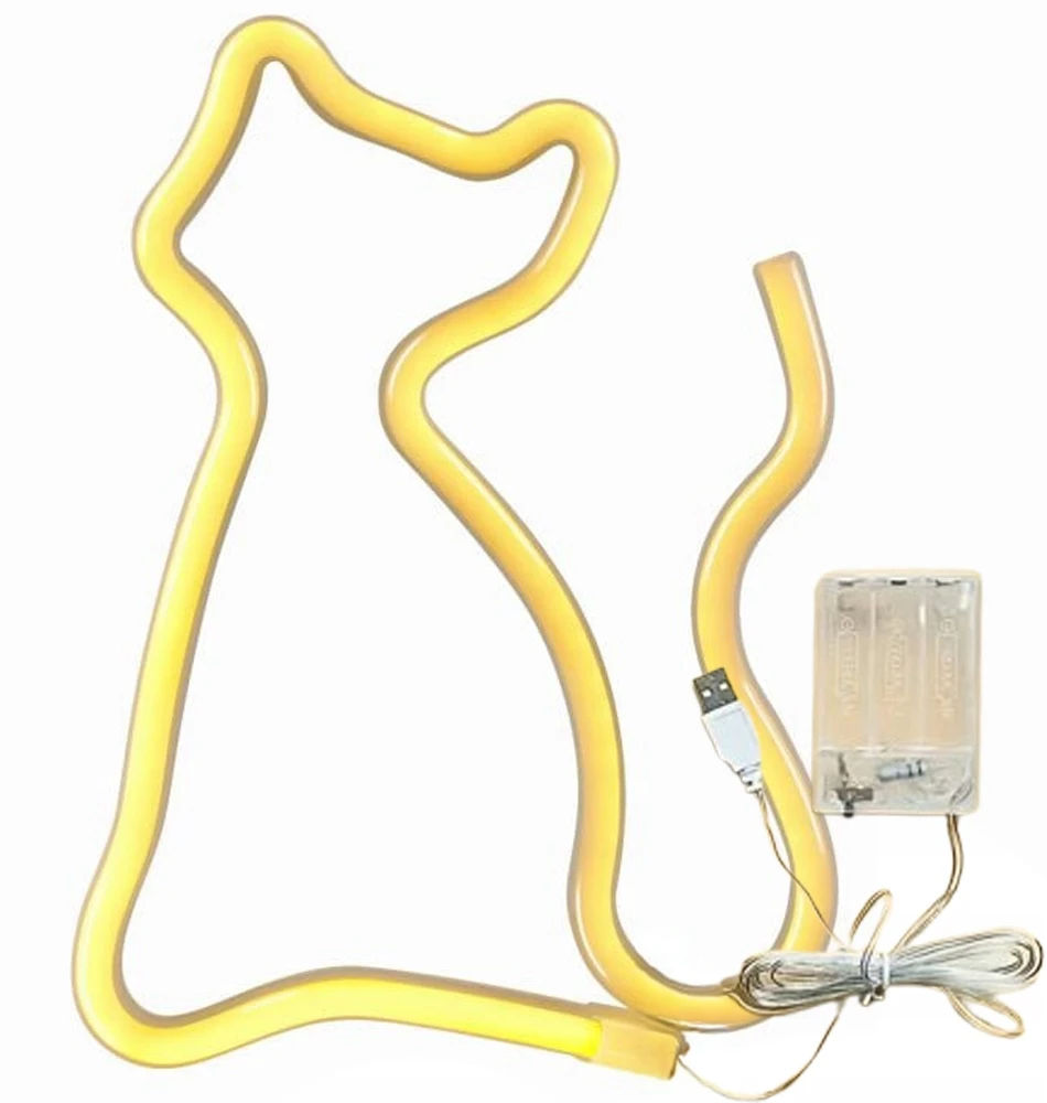 Bez Marki Naktinė lempa DZIECIĘCA NEON KOT OZDOBA LED CIEPŁY Baltas USB BATERIE