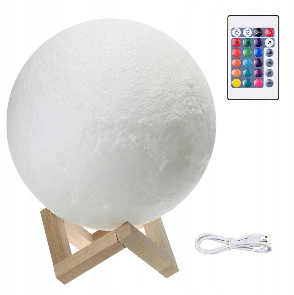 Bez Marki Naktinė lempa KSIĘŻYC 3D LED Pultas MOONLIGHT XXL LAMPA MOON DO SYPIALNI
