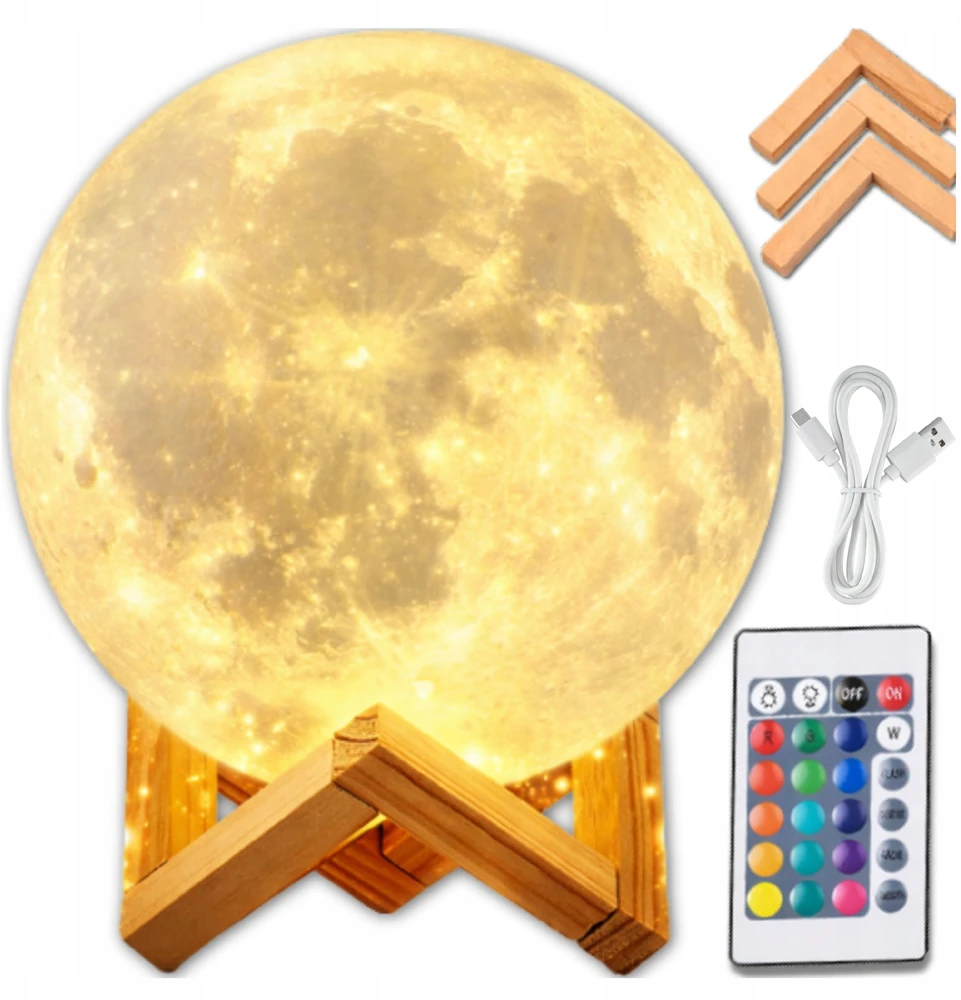 Bez Marki Naktinė lempa KSIĘŻYC 3D LED Pultas MOONLIGHT XXL LAMPA MOON DO SYPIALNI