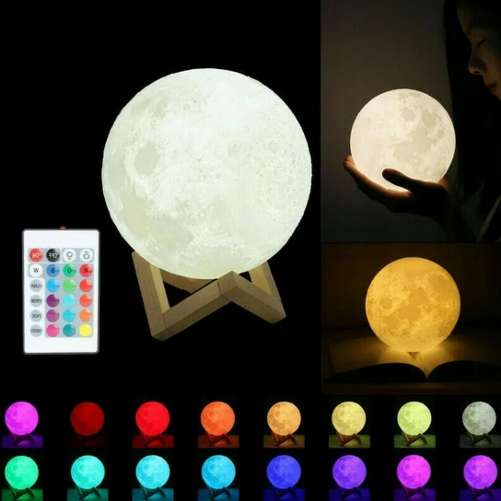 Bez Marki Naktinė lempa KSIĘŻYC 3D LED Pultas MOONLIGHT XXL LAMPA MOON DO SYPIALNI