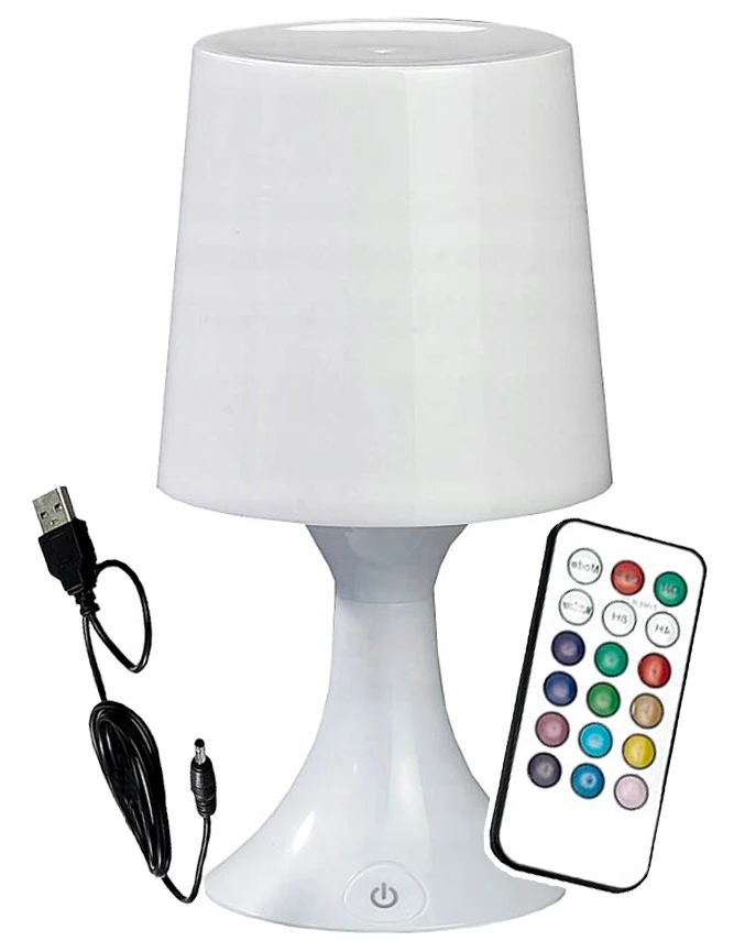 Bez Marki Naktinė lempa LAMPA STOŁOWA NA SZAFKĘ NOCNĄ KOLOROWA LED RGB + Pultas