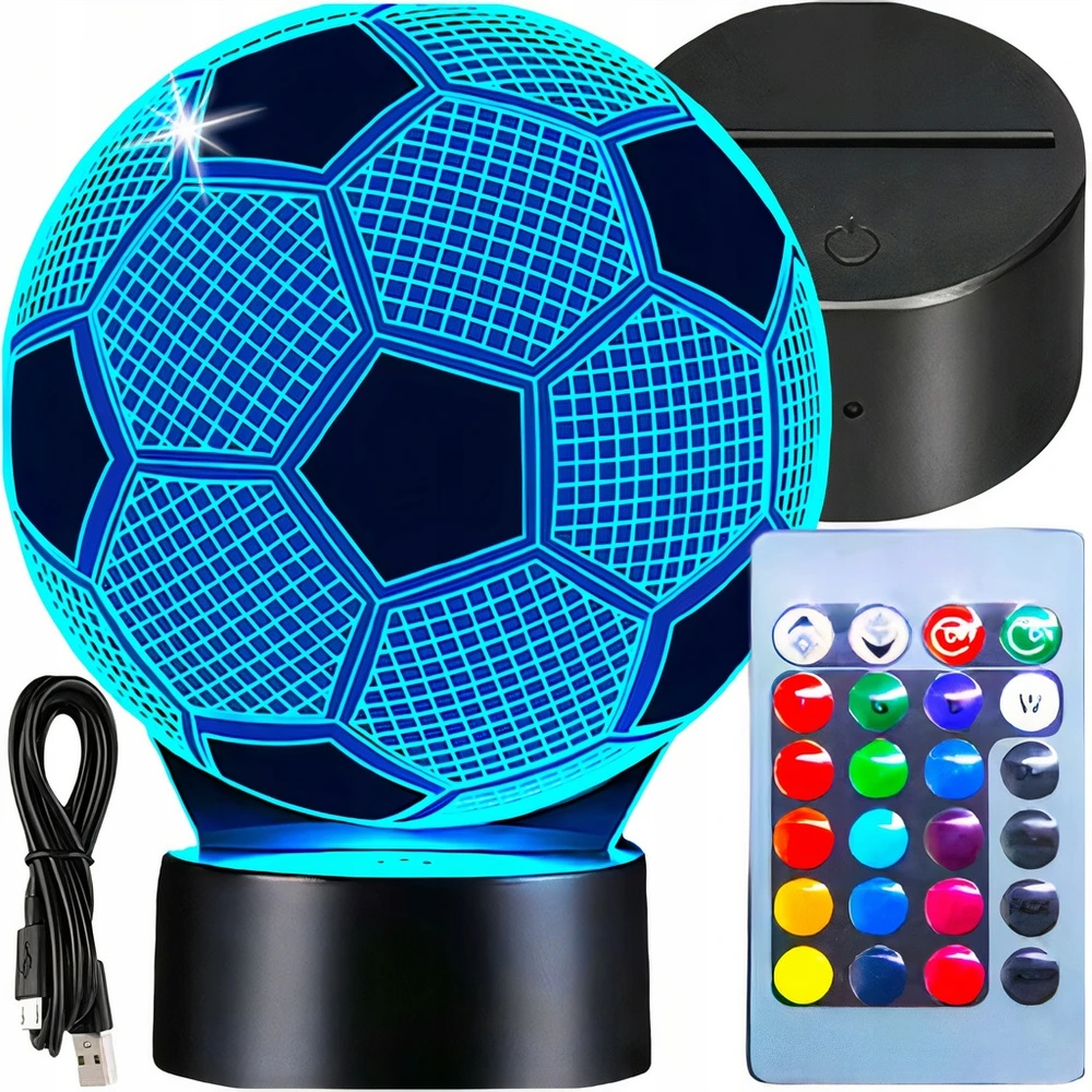 Bez Marki Naktinė lempa LED PIŁKA NOŻNA PIŁKARZ BIURKOWA 3D DLA DZIECI RGB LED + Pultas