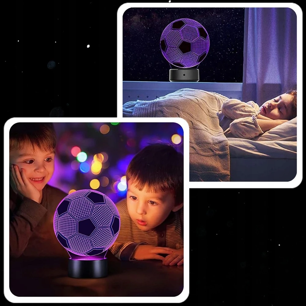 Bez Marki Naktinė lempa LED PIŁKA NOŻNA PIŁKARZ BIURKOWA 3D DLA DZIECI RGB LED + Pultas