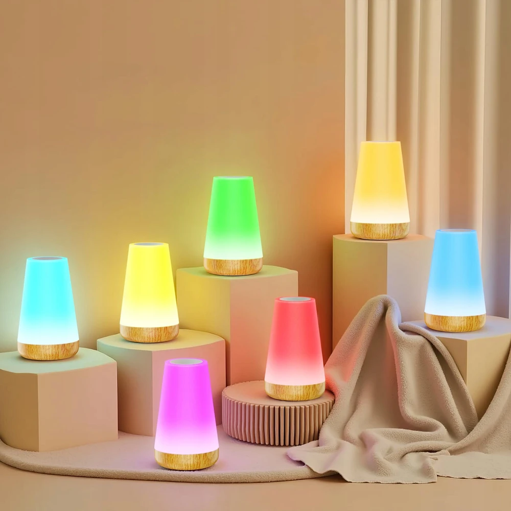 Bez Marki Naktinė lempa LED RGB ŚCIEMNIANA DLA DZIECI Z CZUJNIKIEM DOTYKOWYM + Pultas