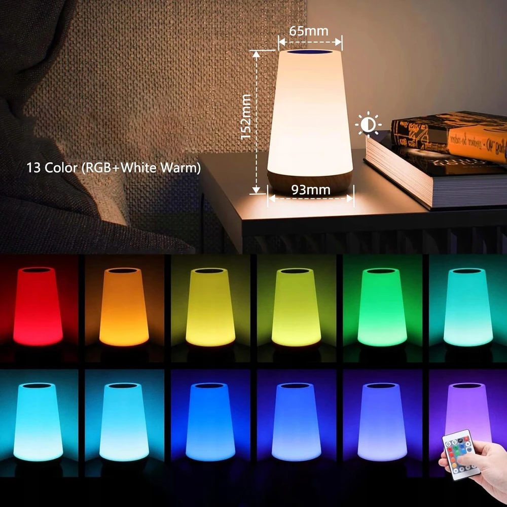 Bez Marki Naktinė lempa LED RGB ŚCIEMNIANA DLA DZIECI Z CZUJNIKIEM DOTYKOWYM + Pultas