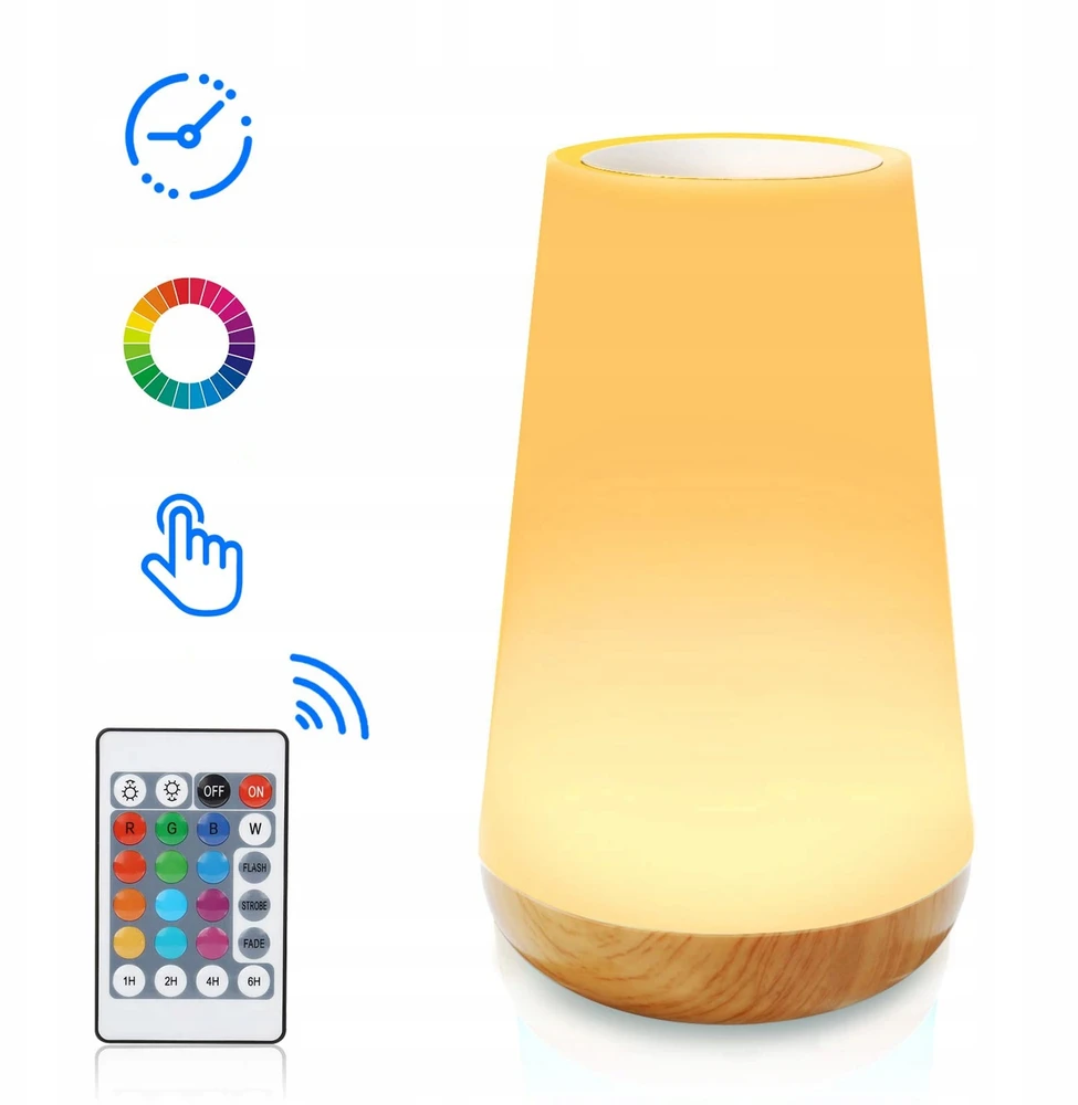 Bez Marki Naktinė lempa LED RGB ŚCIEMNIANA DLA DZIECI Z CZUJNIKIEM DOTYKOWYM + Pultas