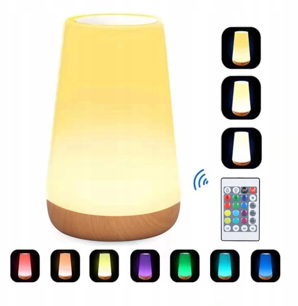 Bez Marki Naktinė lempa LED RGB ŚCIEMNIANA DLA DZIECI Z CZUJNIKIEM DOTYKOWYM + Pultas