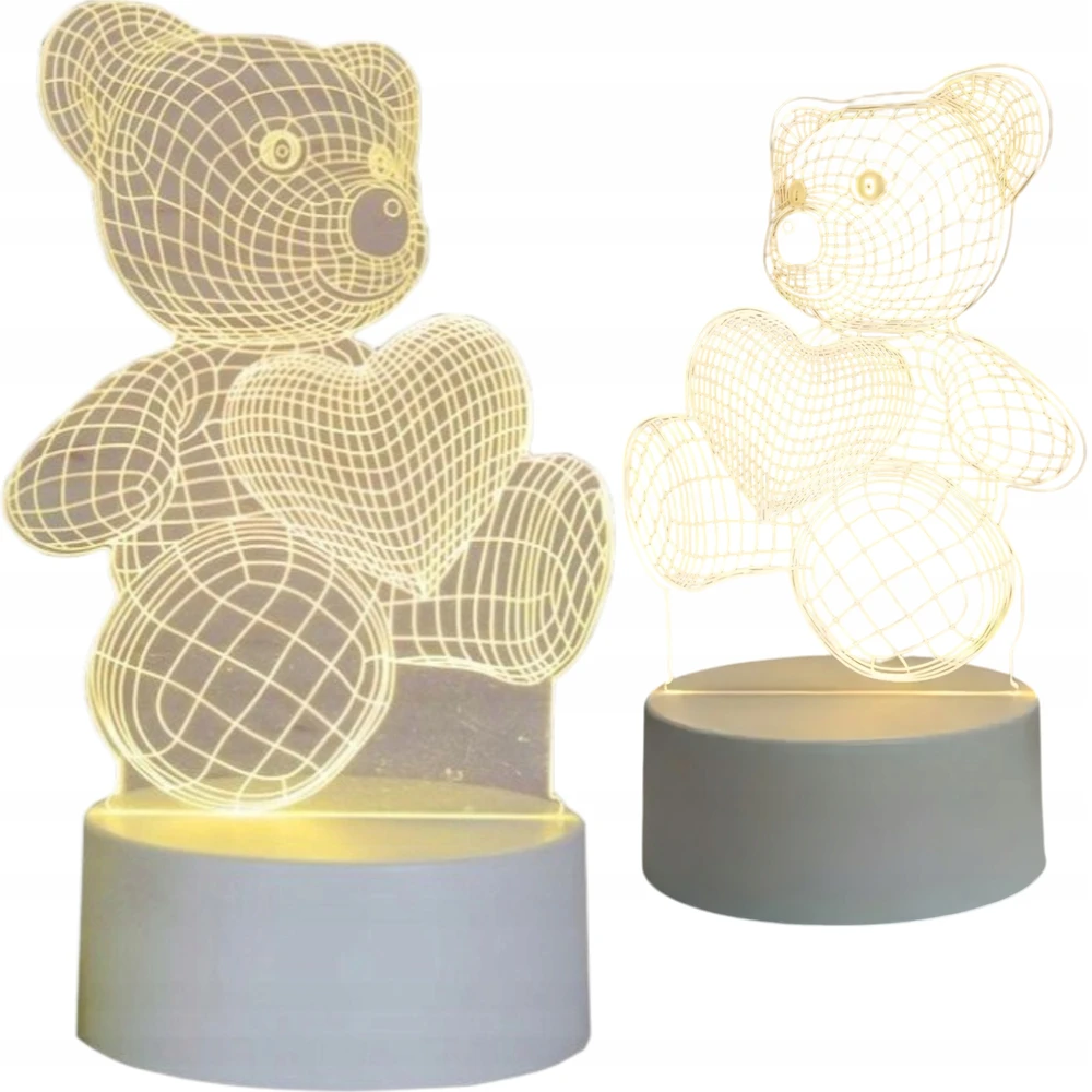 Bez Marki Lampka Naktinė lempa, dovanų meškiukas, 3D iliuzija, vaikų miegamojo stalas, USB