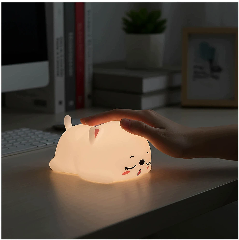 Bez Marki Naktinė lempa MIĘKKA KOTEK DLA DZIECI LED RGB USB KOLOROWA SILIKONOWA