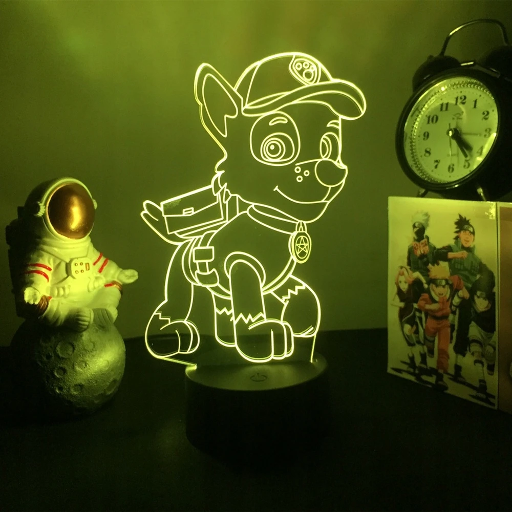 Bez Marki Naktinė lempa NEON AKRYL DEKORACJA 3D LED RGB ROCKY PSI PATROL + Pultas