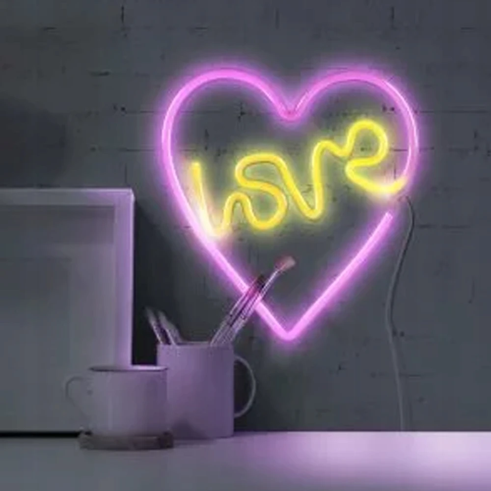 Bez Marki Naktinė lempa NEON POKÓJ DZIECIĘCY SERCE LOVE LED ŚLUB DEKORACJA USB BATERIE