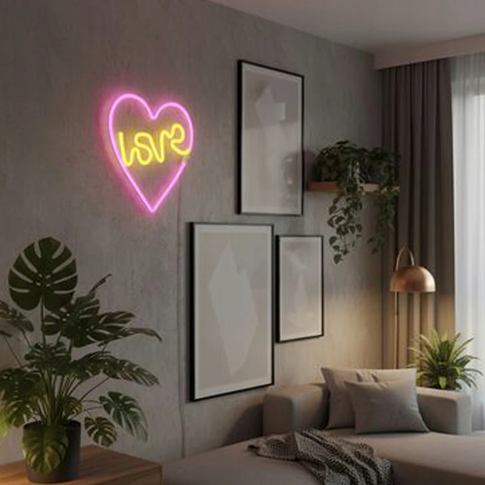 Bez Marki Naktinė lempa NEON POKÓJ DZIECIĘCY SERCE LOVE LED ŚLUB DEKORACJA USB BATERIE