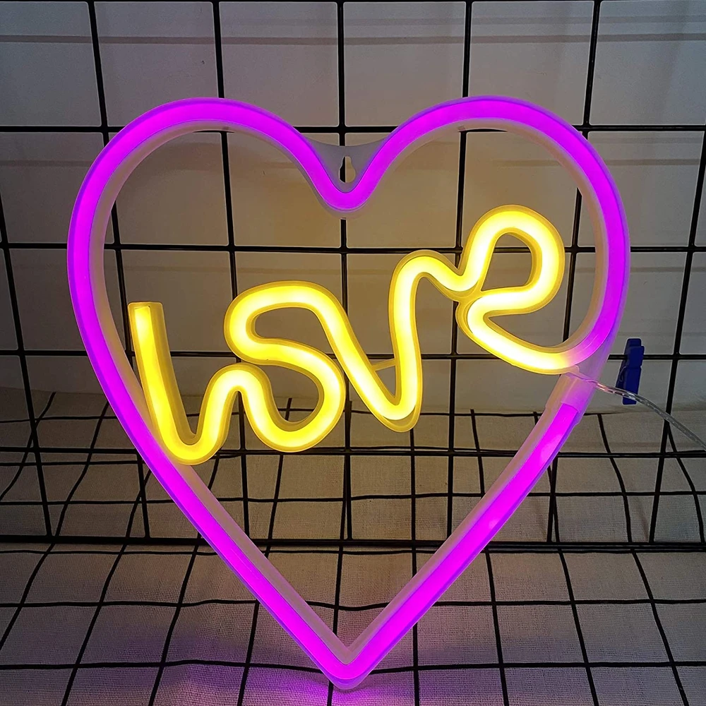 Bez Marki Naktinė lempa NEON POKÓJ DZIECIĘCY SERCE LOVE LED ŚLUB DEKORACJA USB BATERIE