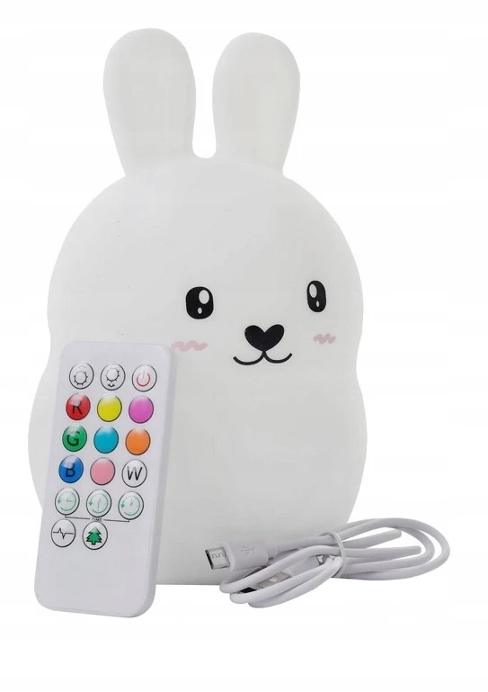 Bez Marki Naktinė lempa Triušiukas DLA DZIECI LED RGB USB Pultas KOLOROWA SILIKON MIĘKKI