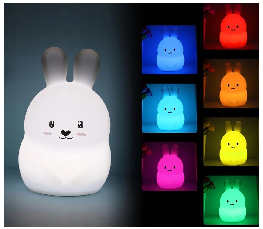 Bez Marki Naktinė lempa Triušiukas DLA DZIECI LED RGB USB Pultas KOLOROWA SILIKON MIĘKKI
