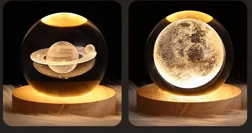 Bez Marki NAKTINIS LEMPAS VAIKAMS STIKLINIS KUMULYS 3D SATURN USB MIEGAMOJI LEMPAS