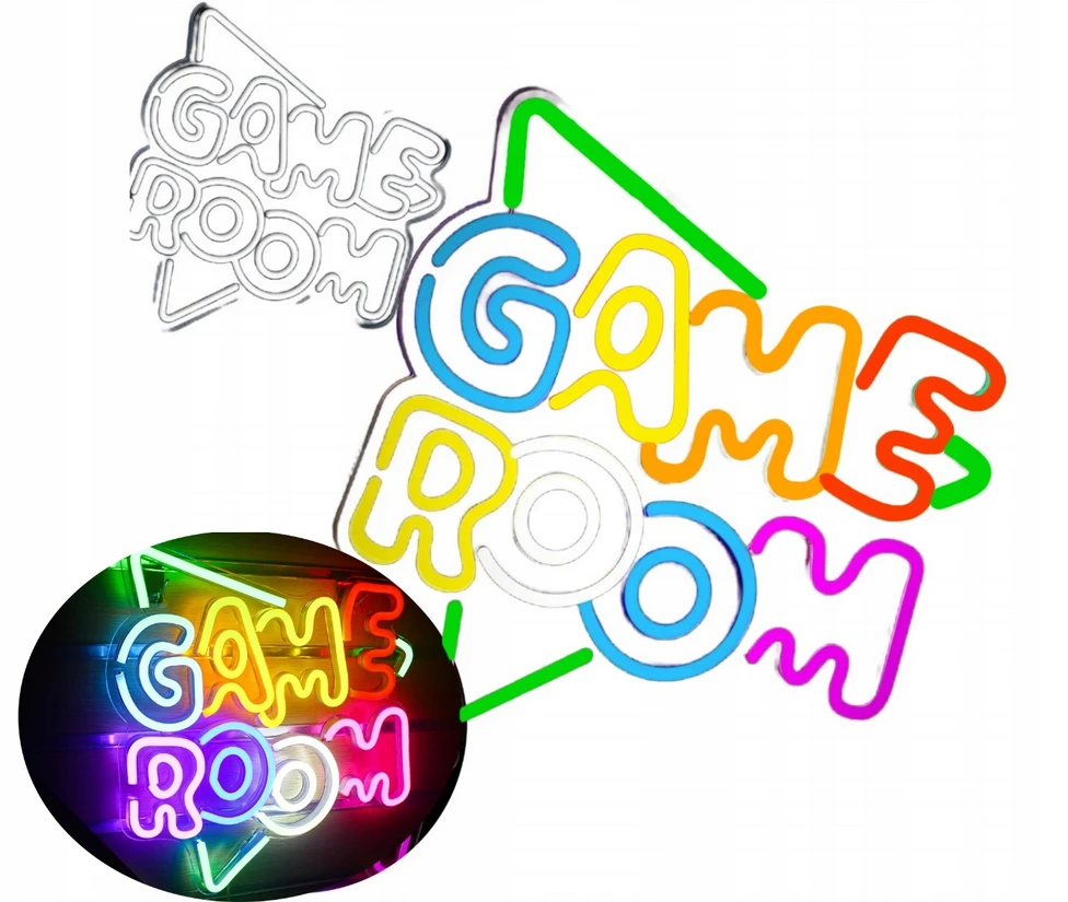 Bez Marki Napis LED GAME ROOM su žalia ramką do pokoju Gamera Gadżety gamingowe