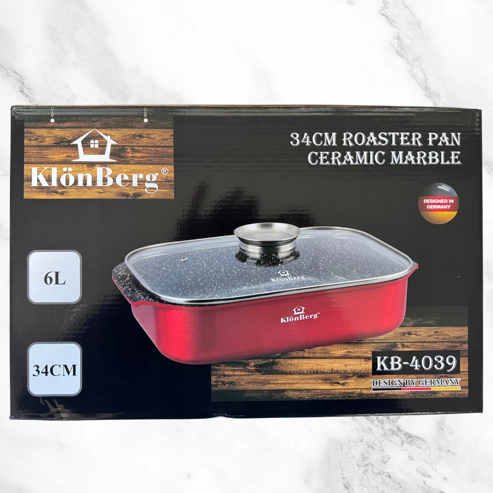 Bez Marki Nelipnus marmurinis kepimo indas 34cm 6.0L RAUDONA INDUKCIJA