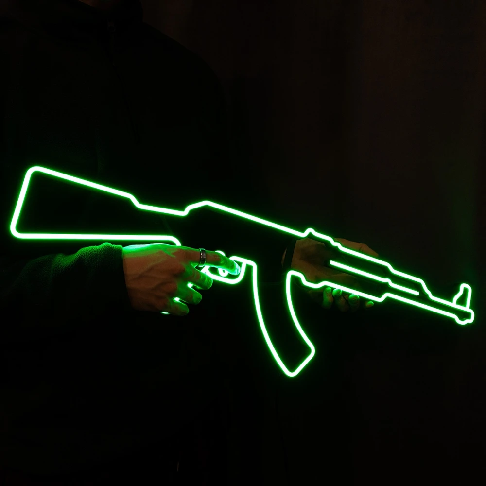 Bez Marki Neon LED Karabin AK-47 LEDEON, neon na ścianę wybór koloru + pilot NEMOKAMAI