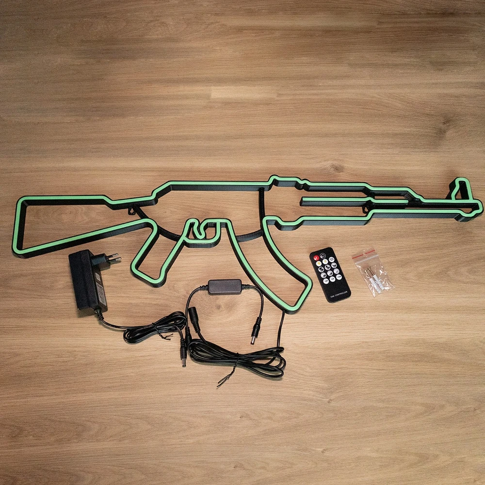 Bez Marki Neon LED Karabin AK-47 LEDEON, neon na ścianę wybór koloru + pilot NEMOKAMAI