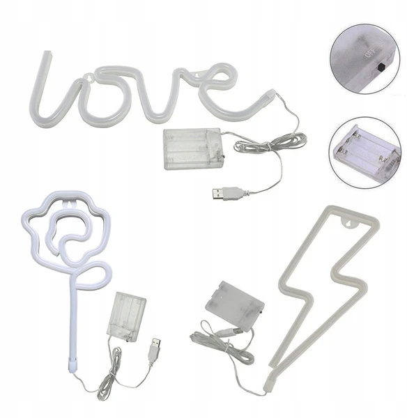 Bez Marki NEON LED NA ŚCIANĘ LAMPA USB NOCNA LOVE ROŽINĖ DEKORACJA DO POKOJU OZDOBA