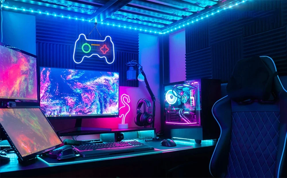 Bez Marki Neon LED PAD dla fana kontroler gier do pokoju gracza gamera nastolatka