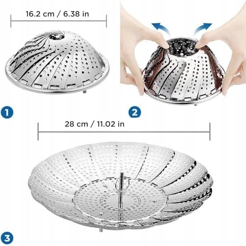 Garų puodas Bez Marki NERŪDIJANČIO PLIENO GARINIS, REGULIUOJAMAS 16-28 CM GAROTI