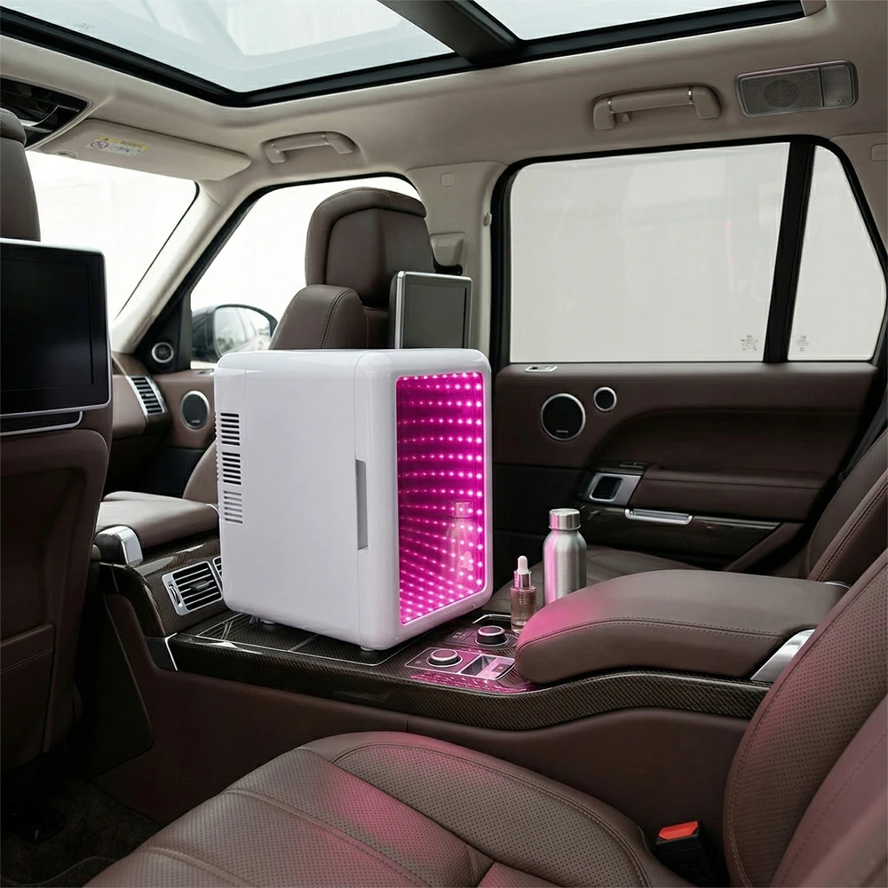 Bez Marki NEŠIMASIS TURISTINIS Šaldytuvas Mini automobilinis šaldytuvas ŠILDYMAS TYLIUS LED 4L