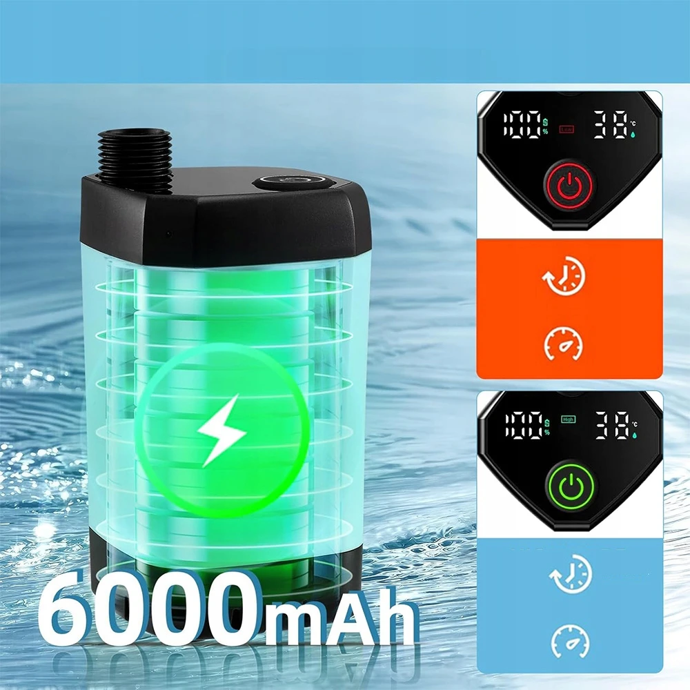 Bez Marki NEŠIOJAMAS KEMPINGAS DUŠAS SU USB SIURBLIU, 6000 MAH VANDENIUI