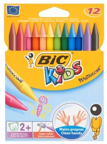 Bez Marki NIEŁAMLIWE KREDKI ŚWIECOWE vaikams 2+ BiC Kids KREDKI 12 KOLORÓW komplektas