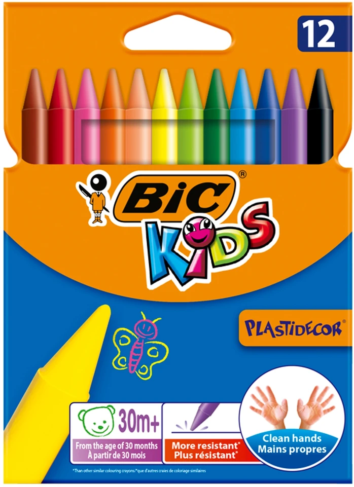 Bez Marki NIEŁAMLIWE KREDKI ŚWIECOWE vaikams 2+ BiC Kids KREDKI 12 KOLORÓW komplektas