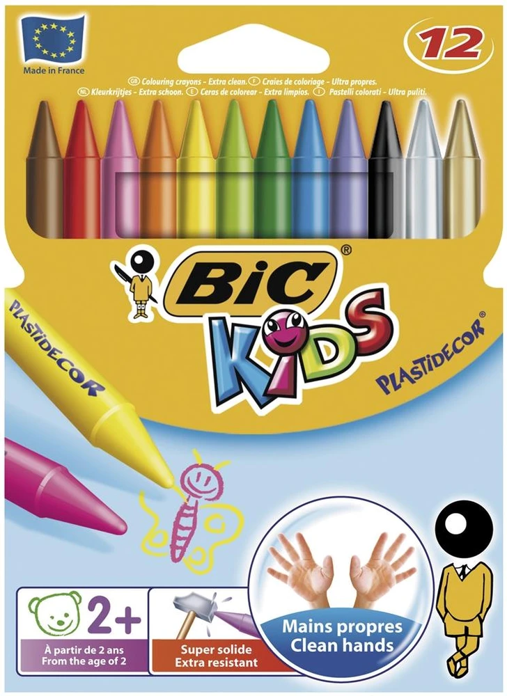 Bez Marki NIEŁAMLIWE KREDKI ŚWIECOWE vaikams 2+ BiC Kids KREDKI 12 KOLORÓW komplektas